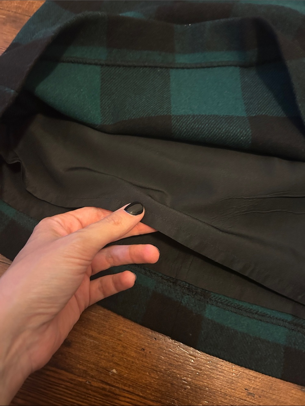 J. Crew Dark Green & Black Plaid A-Line Wool Mini Skirt - 10, NWOT - Picture 8 of 8